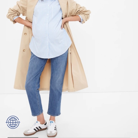 Maternity Inset Panel Cheeky Straight Jeans with Washwell - Picture 1 of 5